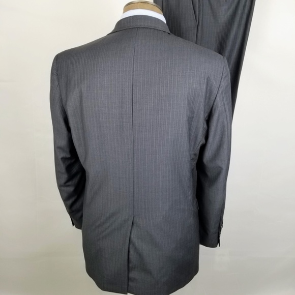 Hart Schaffner Marx - 40R 36X29 Mens 2 Piece Suit - Gray/Muted Chalk Stripe - Picture 5 of 16